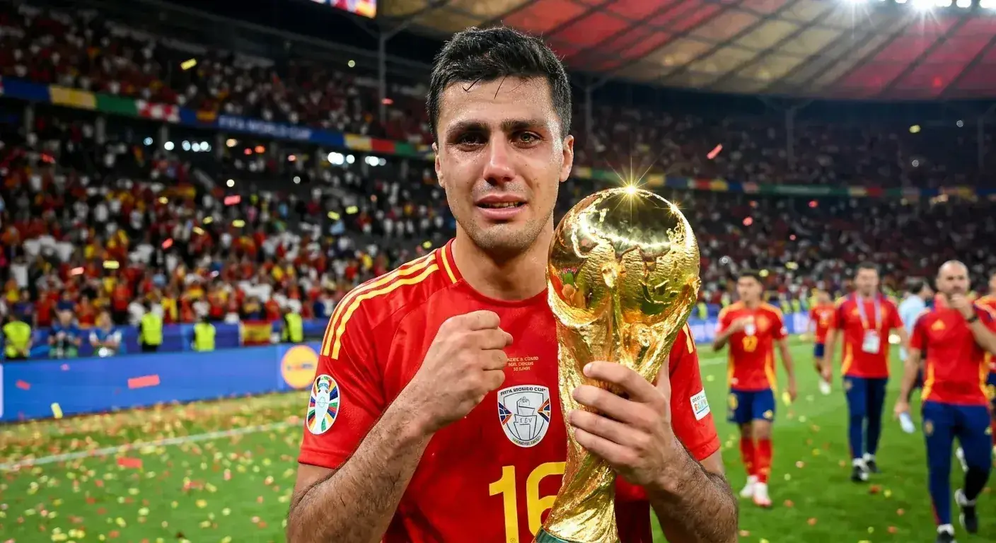 Rodri brandit le trophée du Ballon d'Or de la Coupe du Monde 2026 après avoir mené l'Espagne au titre