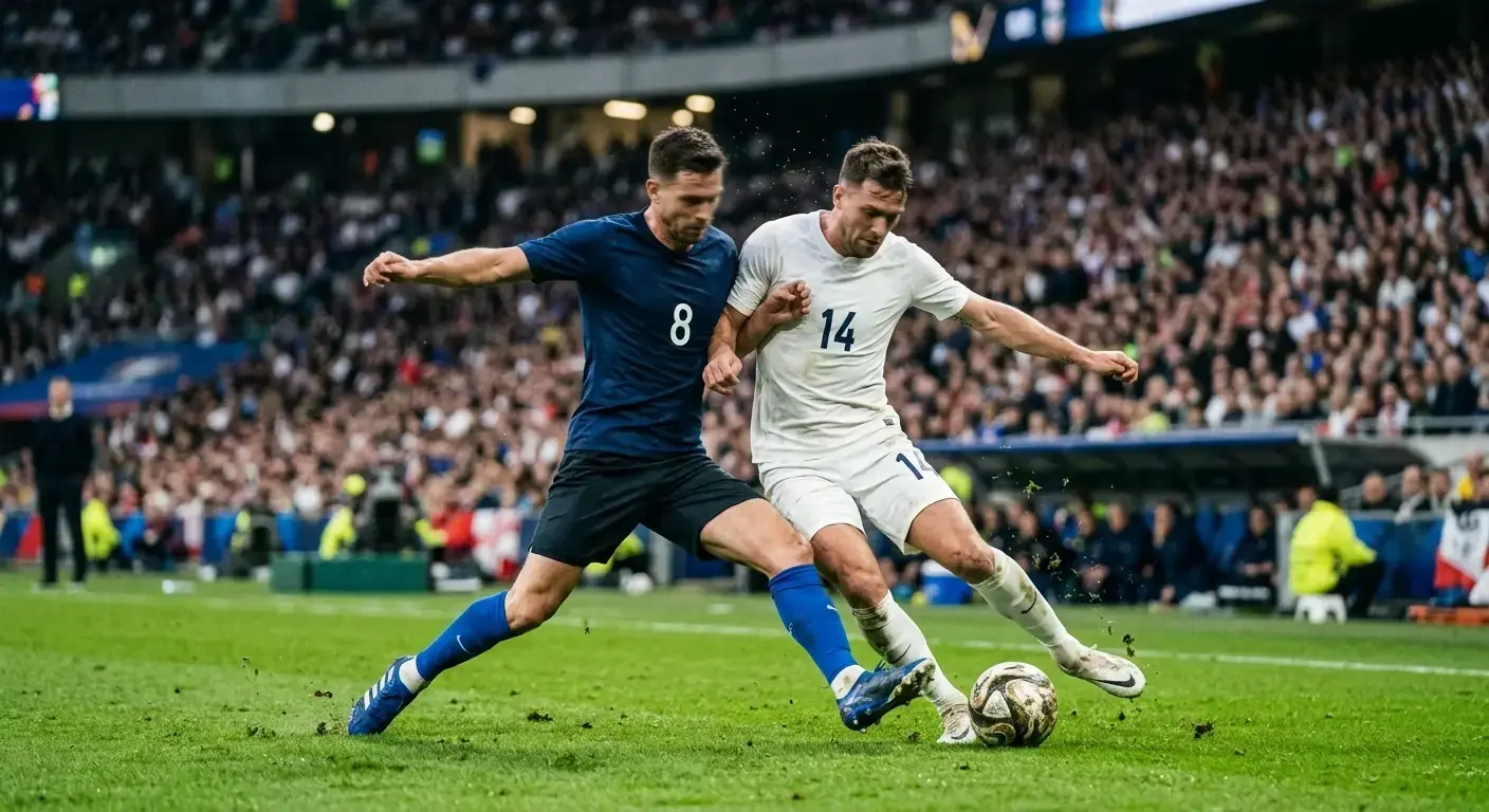 Joueurs de football se disputant le ballon lors d'une demi-finale de Coupe du Monde
